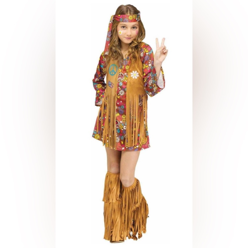 PEACE AND LOVE ❤️ HIPPIE CHILD DRESS COSTUME SIZE MEDIUM 🌟NWOT🌟